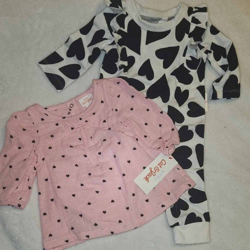 Cat & Jack, Baby 0-3 Months, Valentines, Heart Print Baby Outfit Set